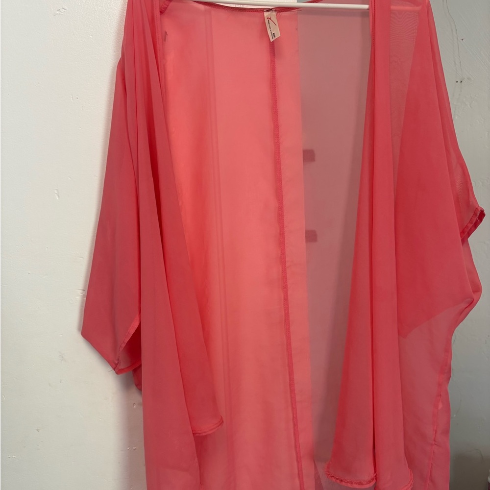 Sheer Coral Kimono Cardigan